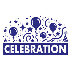 Celebration vector logo concept art illustration, Celebration icon flat style white background