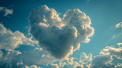 A fluffy white cloud takes on the loving shape of heart
