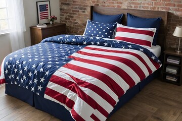 Bed linen under the American flag