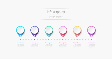 Fotobehang Infographic 6 options design elements for your business data. Vector Illustration. © Thanaporn