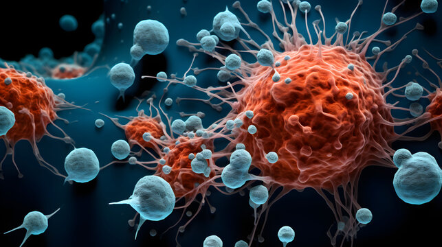 Microscopic View of Abnormal Cells Potentially Indicative of Disease