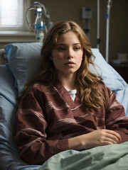 Teen girl in a hospital bed