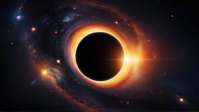 Black hole in space, galaxies background video. Looping