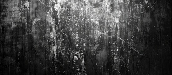 The black and white photograph showcases a grungy wall filled with dust, scratches, and textures....