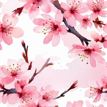 Pink cherry blossom seamless patterns