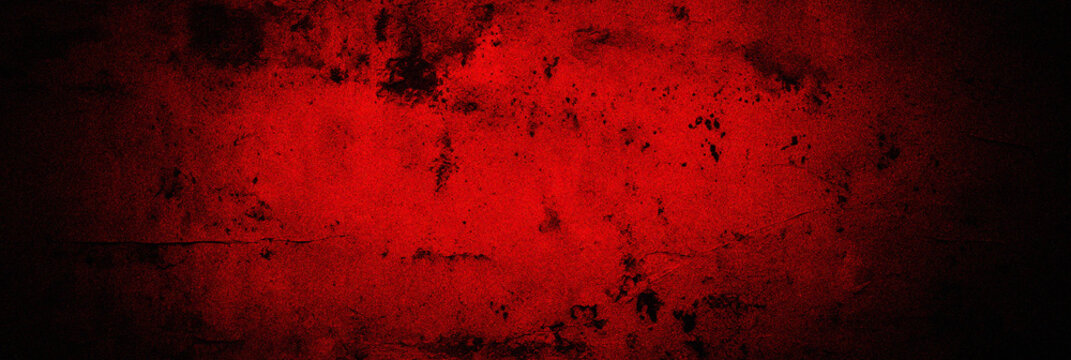 Red trendy grainy grunge background dirty scarlet burgundy cement textured noise wall Vintage wide long backdrop design web banner