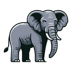 Obraz premium Elephant full body vector illustration, zoology illustration, African safari wild animal design template isolated on white background