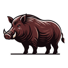 Fototapeta premium Wild hog boar pig full body design vector illustration, beast animal wildlife template isolated on white background