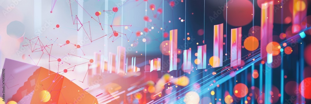 Poster dynamic abstract financial data analysis graphic - abstract digital graphic with financial analytics
