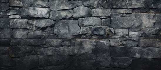 A weathered stone wall painted in dark stucco black creates a textured background. The aged stone cement surface in a rural setting exudes a sense of history and durability.