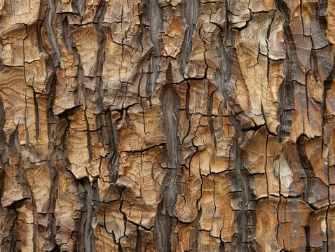 Rugged Tree Bark Texture with Deep Cracks