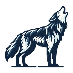 Naklejka premium Wild howling wolf dog full body design vector illustration, animal wildlife template isolated on white background