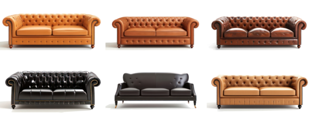 Assorted Couches Displayed on White Background Generative AI
