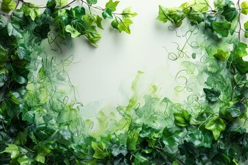 Green Leaves on White Wall