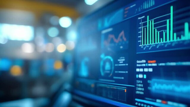 A closeup of a dashboard display in a control room shows a live feed of data points and trends from a multitude of IIoT devices enabling operators to quickly make datadriven