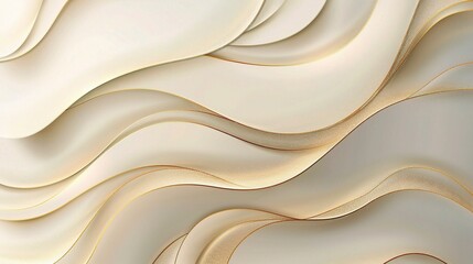 Golden lines luxury on cream color background. elegant realistic paper cut style.