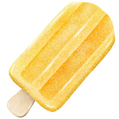 Watercolor fruit popsicles ice cream with summer clipart isolated on white background. Summer food graphic elements.