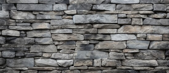 This black and white image showcases a weathered and textured stone wall. The contrast between the light and dark tones emphasizes the ruggedness of the walls surface.