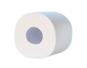 Side view of white tissue paper roll isolated with clipping path in png file format