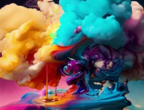 Paint the colors of the swirling liquid clouds.