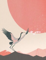 おめでたい鶴のイラスト素材（和風イメージ） - obrazy, fototapety, plakaty