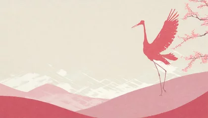 Fotobehang おめでたい鶴のイラスト素材（和風イメージ） © Bambi and Sunny