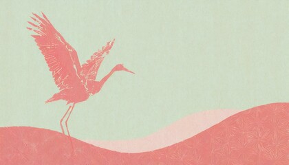 おめでたい鶴のイラスト素材（和風イメージ） - obrazy, fototapety, plakaty