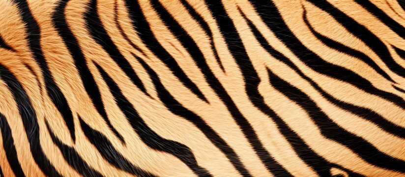 This close-up view showcases the unique black and white striped skin pattern of a zebra. The intricate design and texture of the animals skin are highlighted in great detail.