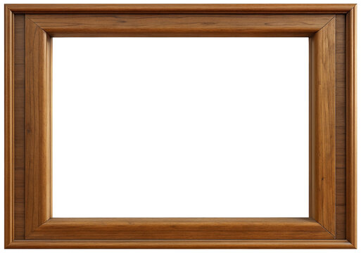 Wooden frame isolated on transparent background