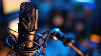 Studio microphone capture clarity sound at studio music background