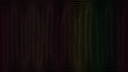 Foto op Canvas Ilustración digital de ondas de sonido o efecto psicodélico en degradado de colores perfecto para fondo de pantalla de computadora.  © Julieta