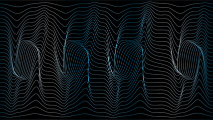 Ilustración digital de ondas de sonido o efecto psicodélico en degradado de colores perfecto para fondo de pantalla de computadora.  - obrazy, fototapety, plakaty
