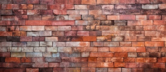 A brick wall is displayed, showcasing a red brick pattern. The bricks are neatly arranged in a repetitive fashion, creating a visually appealing design.