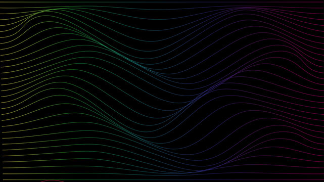 Ilustración digital de ondas de sonido o efecto psicodélico en degradado de colores perfecto para fondo de pantalla de computadora. 