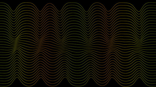 Ilustraci&oacute;n digital de ondas de sonido o efecto psicod&eacute;lico en degradado de colores perfecto para fondo de pantalla de computadora. 