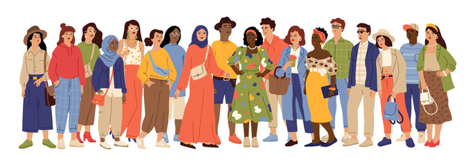Cultural Diversity in Unity: Vector Illustration of Multicultural People Gathering in Harmony