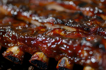 Obraz na płótnie Canvas Barbecue pork ribs slathered in sweet savory and sticky barbecue sauce 