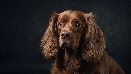 brown dog, close-up, black background - obrazy, fototapety, plakaty