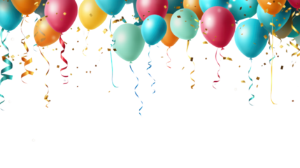 Birthday balloons, pennant isolated on transparent and white background.PNG image.