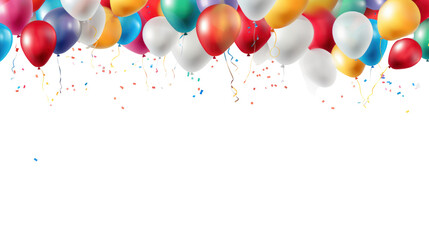 Birthday balloons, pennant isolated on transparent and white background.PNG image. - obrazy, fototapety, plakaty