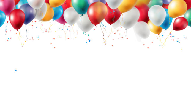 Birthday balloons, pennant isolated on transparent and white background.PNG image.