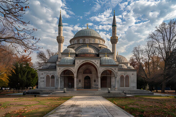 Fototapeta na wymiar the great islamic mosque in a park