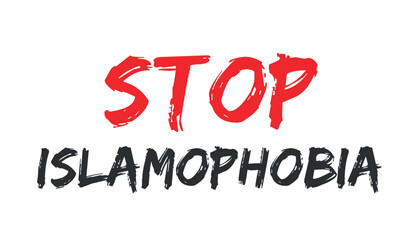 Stop islamophobia banner isolated on white background