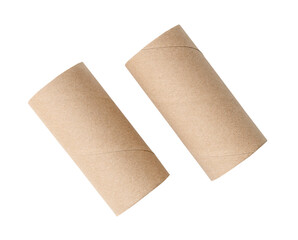 Top view set of tissue paper cores isolated with clipping path in png file format