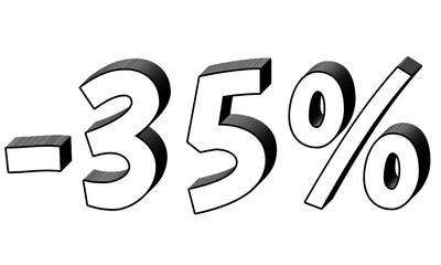 35 percent off discount sign symbol on transparent background