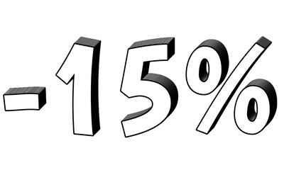 15 percent off discount sign symbol on transparent background