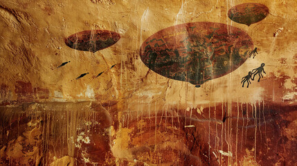 cave image of ancient paintings shows aliens and flying saucers