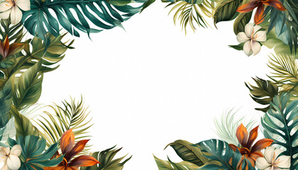 Fototapeta na wymiar background with tropical plants frame