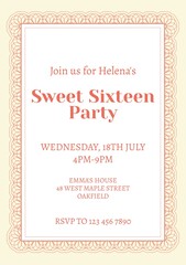 Celebrate in style, ornate Sweet Sixteen invite