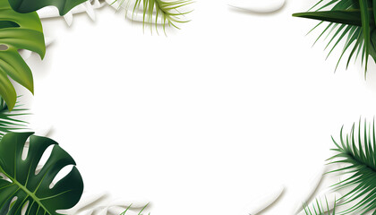 background with tropical plants frame